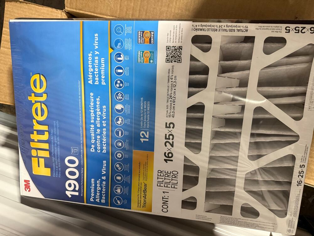 2-pack 3M Filtrete 16x25x5 1900MPR